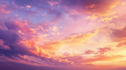 Fototapeta premium Vibrant Sunset Sky With Pink Purple Orange Clouds