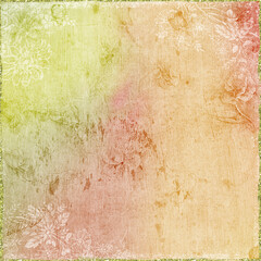 Warm pastel gradient with floral outlines in green, pink, and orange. A textured vintage background ideal for crafts, invitations, and rustic designs.