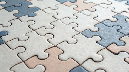 Single puzzle piece isolated on a seamless pattern background symbolizing individuality and fit