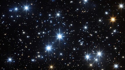 Cosmic Starfield: Vibrant Blue And White Stars In Dark Space