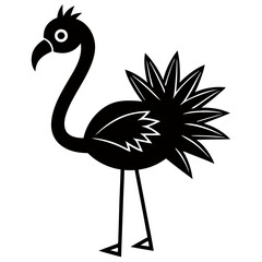 Flamingo Shape Black Vector - Elegant Minimalist Bird Silhouette Design