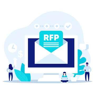 RFP, request for proposal icon illustration with people