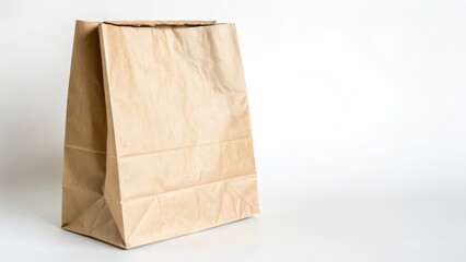 Brown Paper Bag on White Background