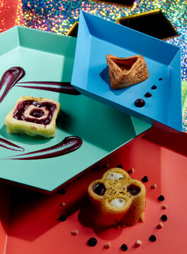 Naklejki food futuristic art hors d'oeuvres glitter colorful.