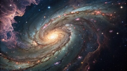 Fascinating spiral galaxy with vibrant swirls and dazzling stars in an expanding digital universe