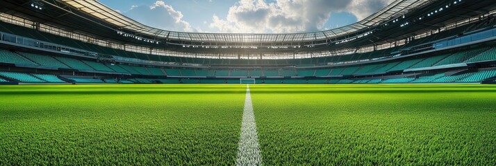 Panoramic View of a Modern Soccer Stadium
