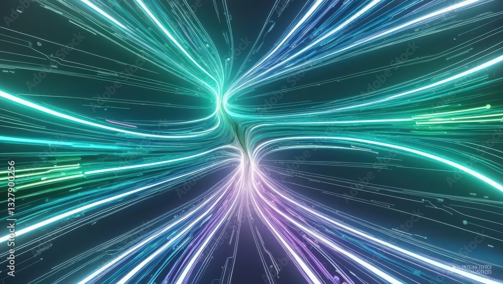 Aufkleber colorful light streaks illustrating innovation and high-speed algorithmic flow in abstract visualiza