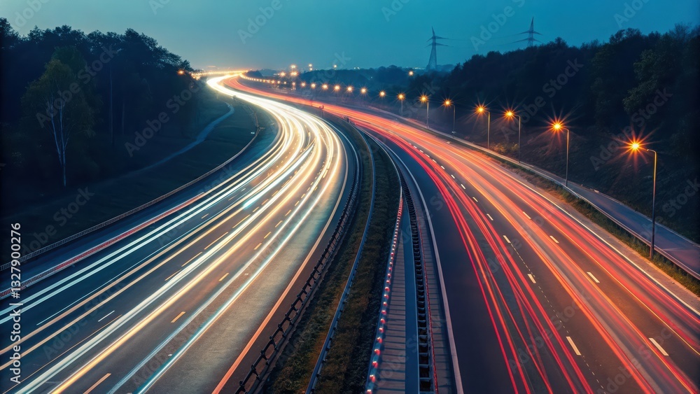 Poster light trails captured on a highway representing inspiration and innovation in a seamless pattern