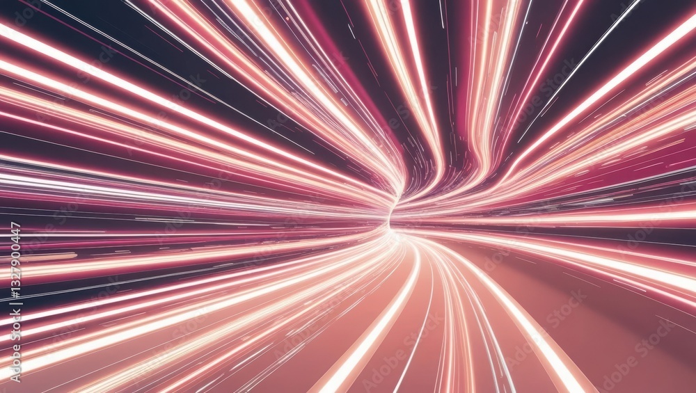 Poster enigmatic tunnel scene with captivating light streaks creating an abstract seamless pattern