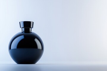 Minimalist Travel Fragrance Bottle Elegant Glass Design with Matte Black Cap on White Background