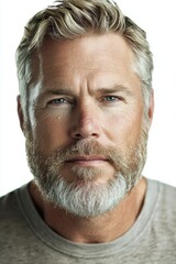 Obraz premium Mature Man with Gray Hair and Beard - Close-up Portrait