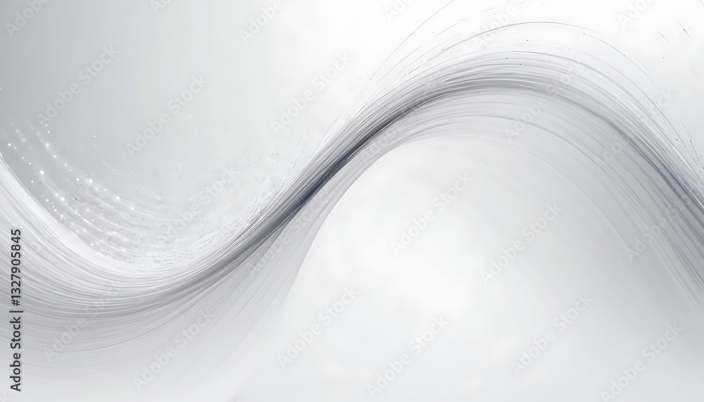 Poster grey white abstract background with flowing particles. digital future technology concept. white soun