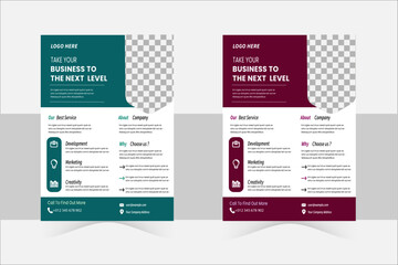

Corporate Flyer Template A4 Size. Business flyer design modern colorful template design set. Marketing, business proposal, promotion, advertise, publication, cover page.