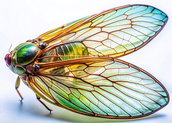 Long Exposure Cicada Wings: Isolated White Background Macro Photography