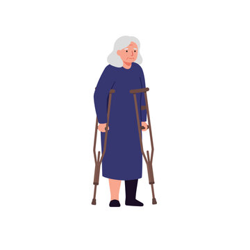 elderly woman walking crutches blue dress clip art preview
