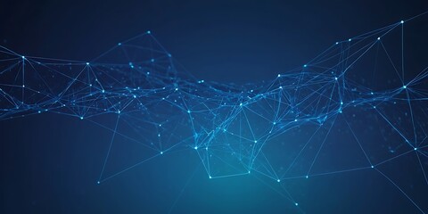 Abstract blue background with connecting dots and lines. Plexus effect. Abstract science geometrical network background, Abstract digital background. Science background. 3D rendering,connection,45