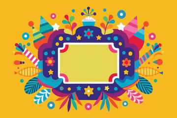 Colorful vector illustration featuring decorative flowers, balloons, and festive elements for a celebration background design