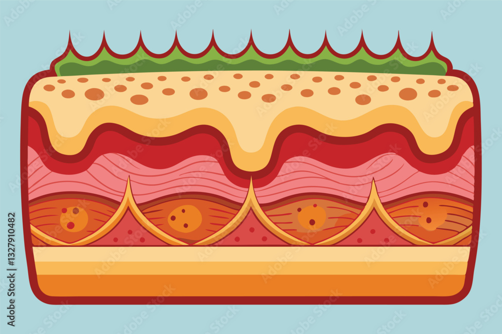 Poster illustration of the layers of human skin with detailed textures and colors in a vector format suitab