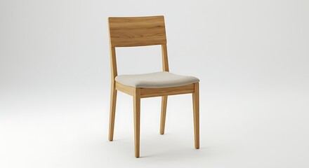 Contemporary wooden chair with upholstered seat showcasing minimalist design