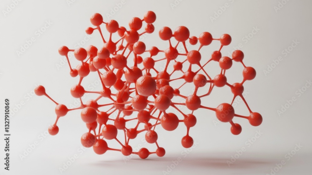 Aufkleber abstract red molecular structure network