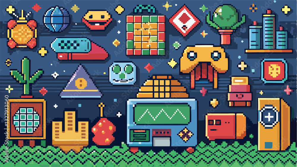 Aufkleber colorful vector illustration featuring playful shapes and designs set against a vibrant background f