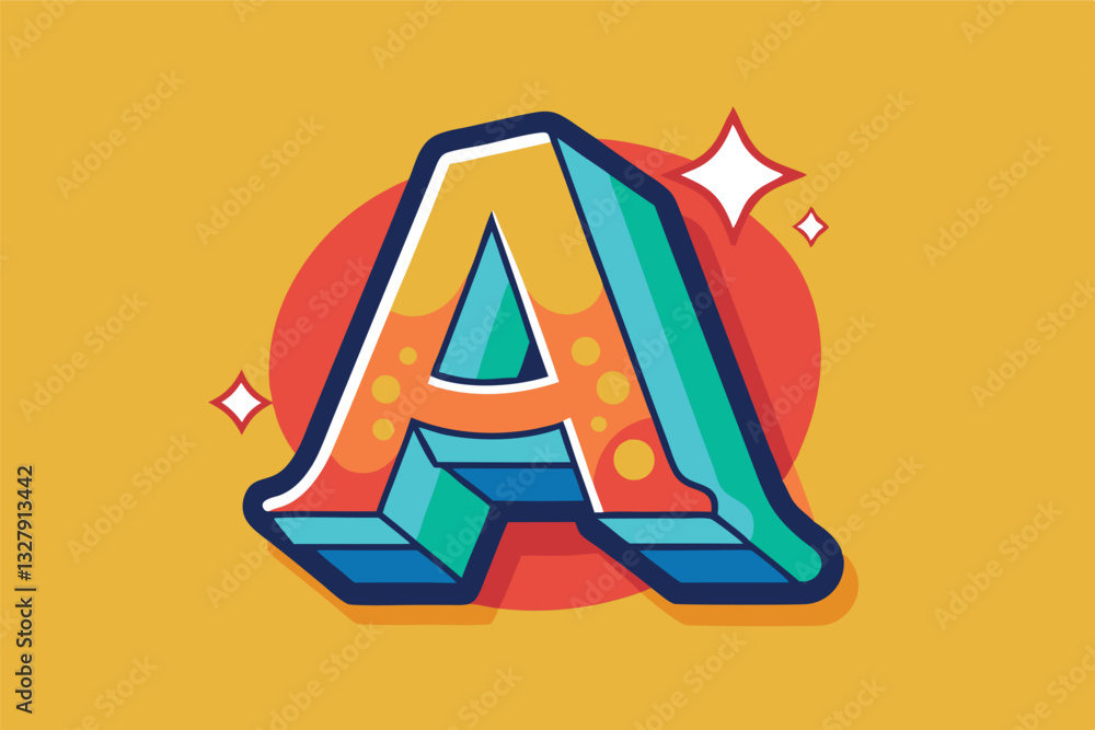 Aufkleber bright and colorful vector illustration showcasing a stylized letter a on a vibrant yellow backgroun