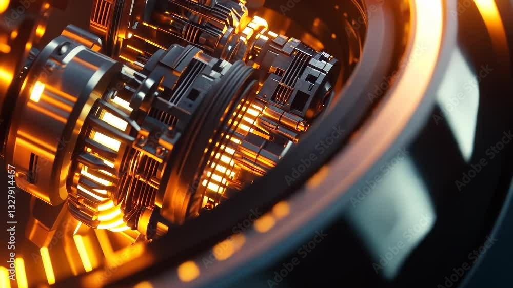 Poster explore intricate machinery with glowing circuitry and mesmerizing details in a futuristic design se