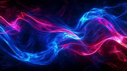 Fototapeta premium Abstract blue and pink glowing energy waves.
