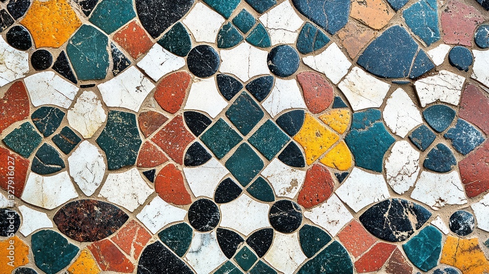 Poster colorful mosaic with irregular tiles making an interesting pattern