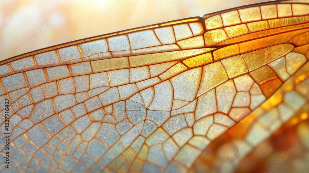 Poster close up shot of a dragonfly wing showing intricate patterns