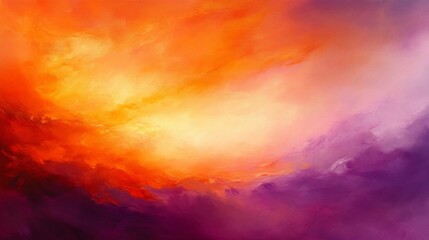 Obraz premium Vibrant Sunset Sky Abstract Painting with Orange Purple Hues