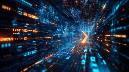 Obraz premium Abstract Digital Data Stream Tunnel