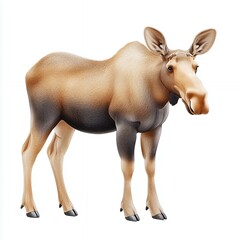 Obraz premium Light Brown Moose on White Background Wildlife Photography