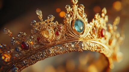 Obraz premium A close up image of a dazzling ornate golden crown