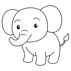 Smiling Elephant Coloring Page Line Art for Kids – Fun and Playful Design