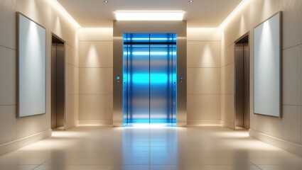 Blank billboards fixed to the lift entrance area