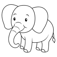Smiling Elephant Coloring Page Line Art for Kids – Fun and Playful Design