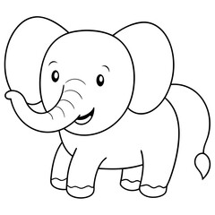 Smiling Elephant Coloring Page Line Art for Kids – Fun and Playful Design