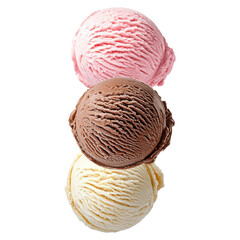 Fototapeta premium Rich and Creamy Scoops of Ice Cream in a Delicious Frozen Dessert Stack, isolated on transparent background.