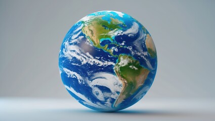 Fototapeta premium Blue planet Earth featuring North and South America continents isolated on a white background. Clipping path.