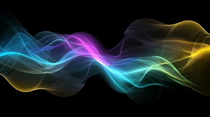 Fototapeta premium Abstract colorful wave glowing in dark background.
