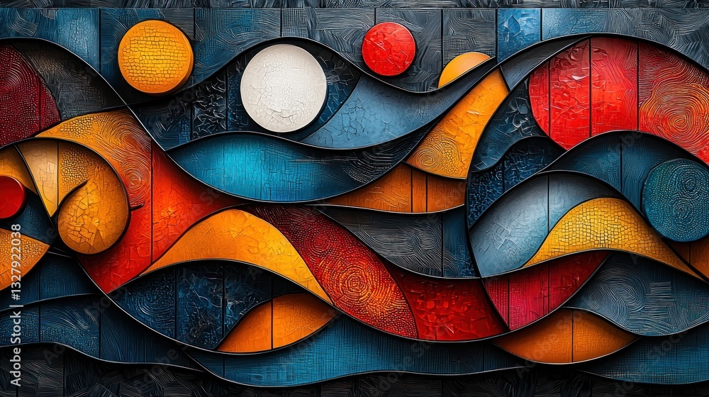 Poster abstract colorful wave pattern art.
