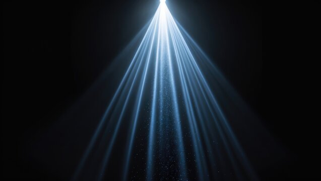 Stage lights. Beams of light from the spotlights on the stage. Light display. Laser show isolated on a black background with projector illumination.