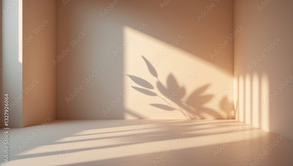 Aufkleber empty studio interior backdrop for product podium presentation with background shadow, summer produc