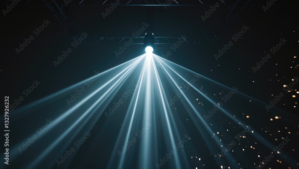 Poster stage lights. beams of light from the spotlights on the stage. light show. laser show isolated again