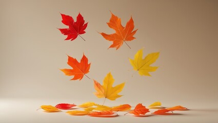 Vibrant autumn leaves in various bright colors