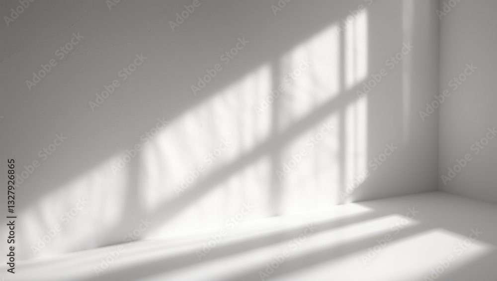Poster Window natural shadow overlay effect on white textured background, for use as an overlay in product presentations, backdrops, and mockups, seasonal idea.