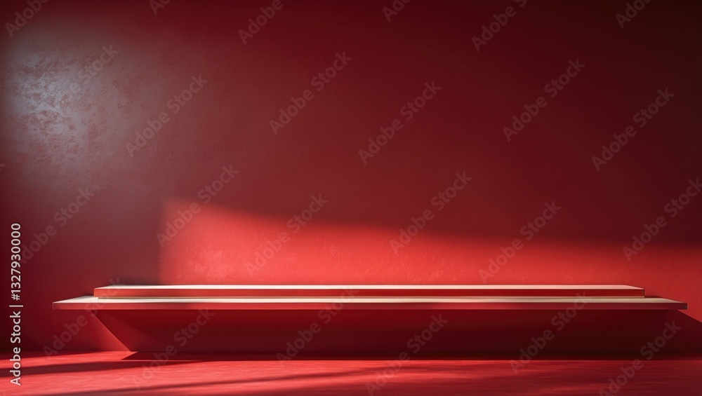 Aufkleber Bright red studio background that is empty, featuring a product display with space available for content design. A banner for advertising products.