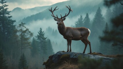 Deer in natural wilderness
