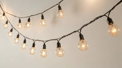 String Lights, Edison Bulbs,  White Background